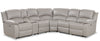 Sofa sectionnel à inclinaison électrique Marcel 6 pièces en cuir véritable avec console de rangement et port USB - gris