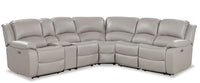 Sofa sectionnel à inclinaison électrique Marcel 6 pièces en cuir véritable avec console de rangement et port USB - gris