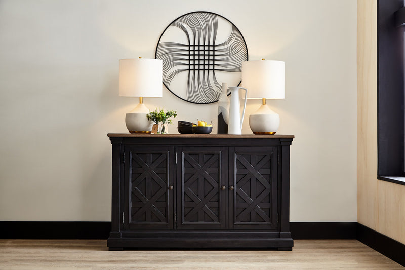 Desserte de salle à manger Isla de 57,8 po (L) avec rangement - noir rustique