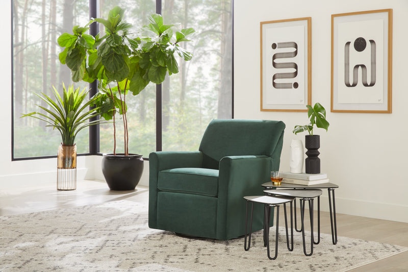 Fauteuil d’appoint pivotant Sofa Lab personnalisable de 31 po fabriqué au Canada en tissu de velours - vert Hunter Green