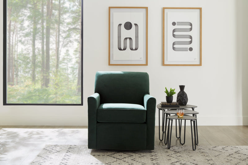 Fauteuil d’appoint pivotant Sofa Lab personnalisable de 31 po fabriqué au Canada en tissu de velours - vert Hunter Green