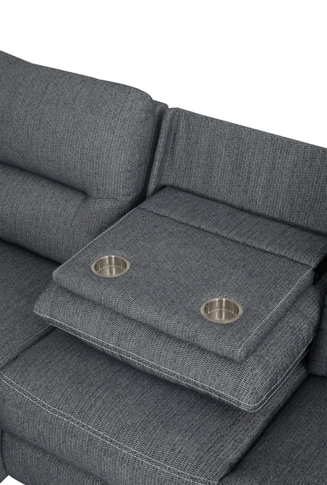 Sofa sectionnel de gauche à inclinaison électrique Meadow 2 pièces en tissu de chenille avec fauteuil long de rangement - gris anthracite