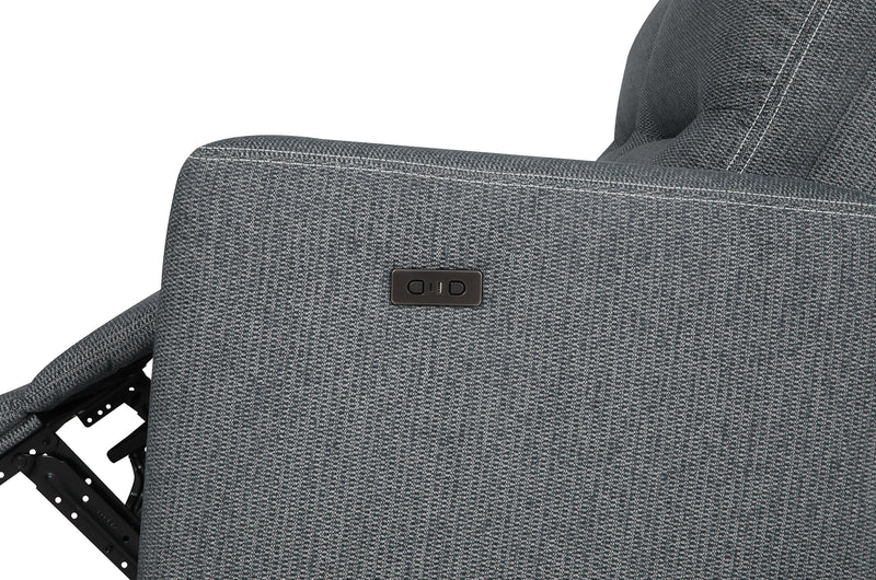 Sofa sectionnel de gauche à inclinaison électrique Meadow 2 pièces en tissu de chenille avec fauteuil long de rangement - gris anthracite
