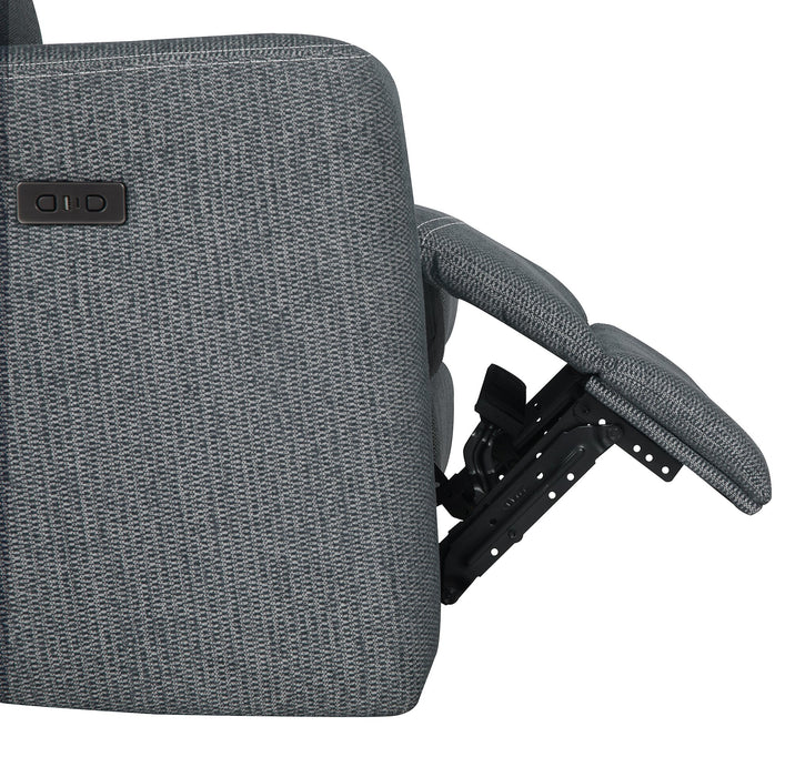 Sofa sectionnel de droite à inclinaison électrique Meadow 2 pièces en tissu de chenille avec fauteuil long de rangement - gris anthracite