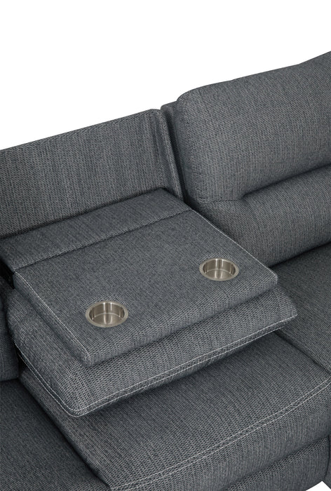 Sofa sectionnel de droite à inclinaison électrique Meadow 2 pièces en tissu de chenille avec fauteuil long de rangement - gris anthracite