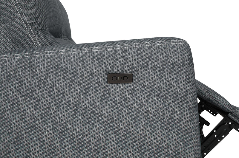 Sofa sectionnel de droite à inclinaison électrique Meadow 2 pièces en tissu de chenille avec fauteuil long de rangement - gris anthracite