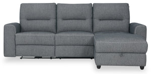 Sofa sectionnel de droite à inclinaison électrique Meadow 2 pièces en tissu de chenille avec fauteuil long de rangement - gris anthracite