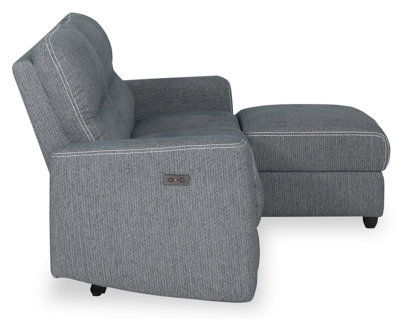 Sofa sectionnel de droite à inclinaison électrique Meadow 2 pièces en tissu de chenille avec fauteuil long de rangement - gris anthracite