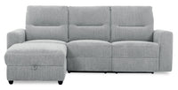  Sofa sectionnel de gauche à inclinaison électrique Meadow 2 pièces en tissu de chenille avec fauteuil long de rangement - gris rivière