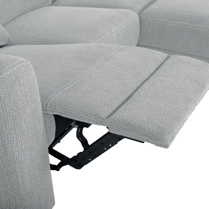 Sofa sectionnel de droite à inclinaison électrique Meadow 2 pièces en tissu de chenille avec fauteuil long de rangement - gris rivière