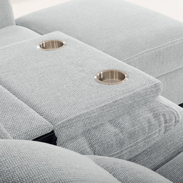 Sofa sectionnel de droite à inclinaison électrique Meadow 2 pièces en tissu de chenille avec fauteuil long de rangement - gris rivière