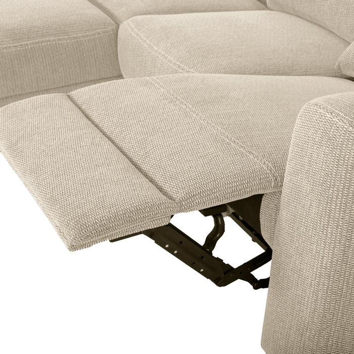 Sofa sectionnel de gauche à inclinaison électrique Meadow 2 pièces en tissu de chenille avec fauteuil long de rangement - taupe