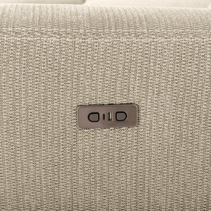 Sofa sectionnel de gauche à inclinaison électrique Meadow 2 pièces en tissu de chenille avec fauteuil long de rangement - taupe