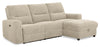 Sofa sectionnel de droite à inclinaison électrique Meadow 2 pièces en tissu de chenille avec fauteuil long de rangement - taupe