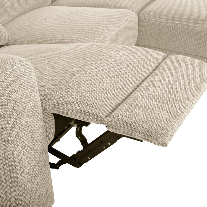 Sofa sectionnel de droite à inclinaison électrique Meadow 2 pièces en tissu de chenille avec fauteuil long de rangement - taupe