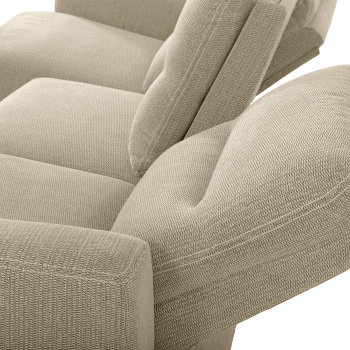 Sofa sectionnel de droite à inclinaison électrique Meadow 2 pièces en tissu de chenille avec fauteuil long de rangement - taupe
