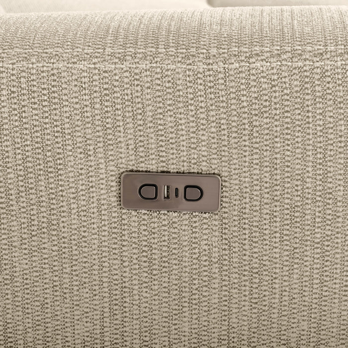 Sofa sectionnel de droite à inclinaison électrique Meadow 2 pièces en tissu de chenille avec fauteuil long de rangement - taupe