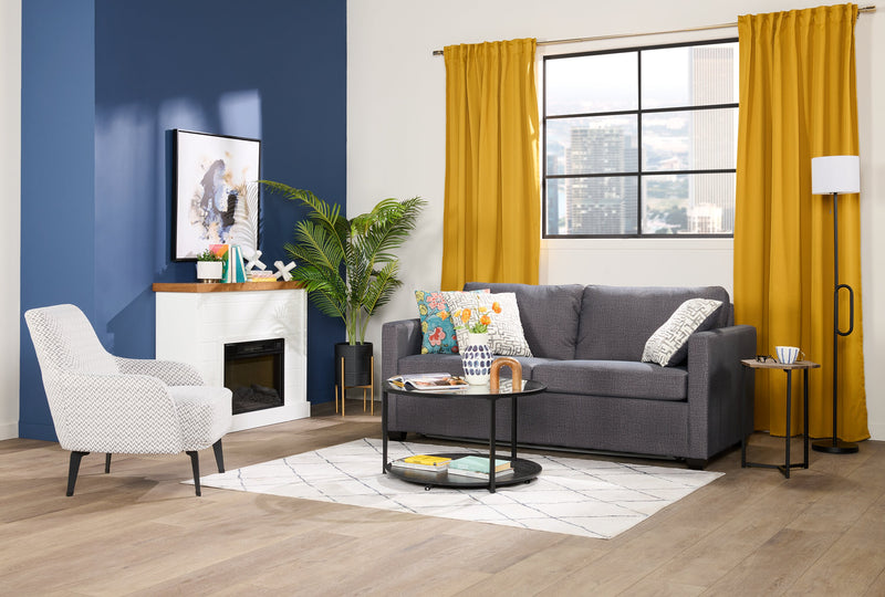 Foyer électrique moderne Mehgan de 43,8 po - deux teintes, blanc et brun