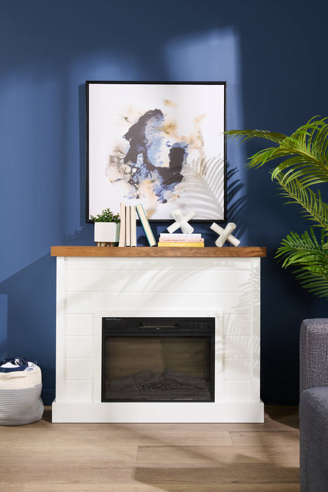 Foyer électrique moderne Mehgan de 43,8 po - deux teintes, blanc et brun