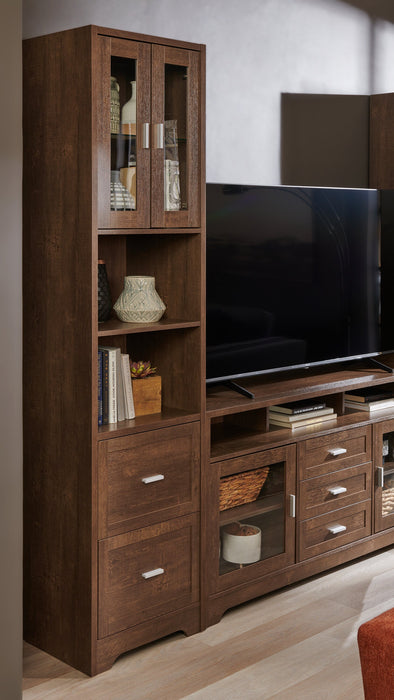 Meuble audio-vidéo Melody 3 pièces de 100\" avec rangement et système de gestion des câbles pour téléviseurs jusqu’à 65 po - brun