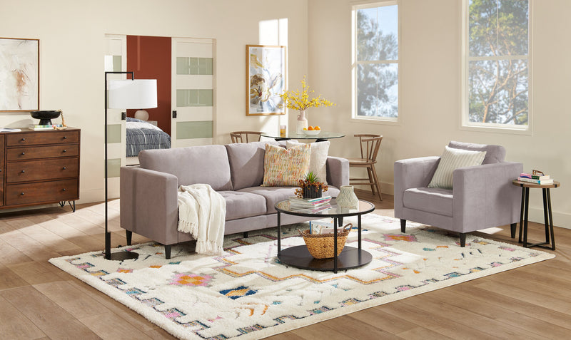 Fauteuil Metro de 32 po en tissu avec coussin de siège capitonné et coussin de dossier réversible - gris