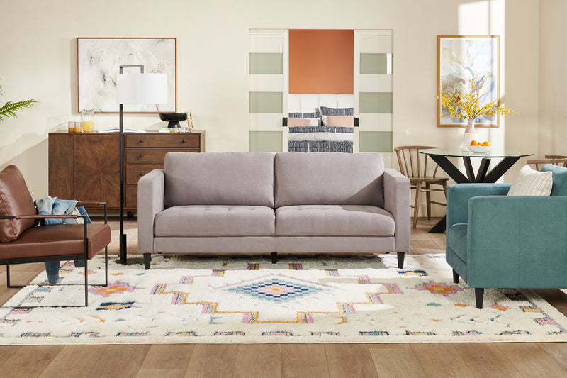 Sofa Metro de 78 po en tissu avec coussins de siège capitonnés et coussins de dossier réversibles - gris