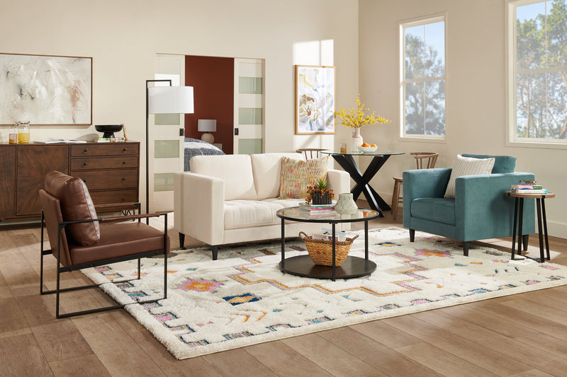 Causeuse Metro de 57 po en tissu avec coussins de siège capitonnés et coussins de dossier réversibles - neutre