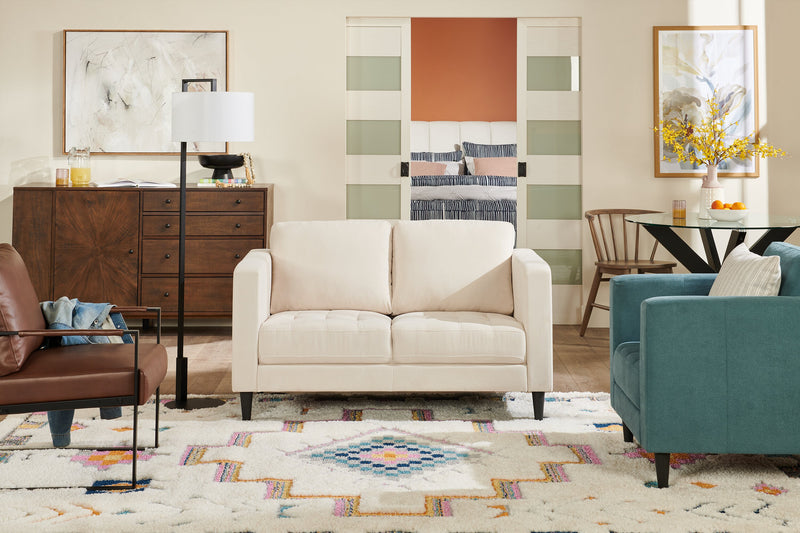 Causeuse Metro de 57 po en tissu avec coussins de siège capitonnés et coussins de dossier réversibles - neutre