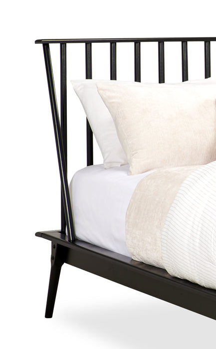 Lit plateforme Milan de style moderne du milieu du 20e siècle avec tête de lit et cadre de lit, noir - format grand lit