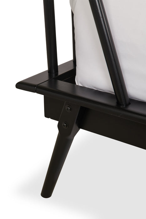 Lit plateforme Milan de style moderne du milieu du 20e siècle avec tête de lit et cadre de lit, noir - format grand lit