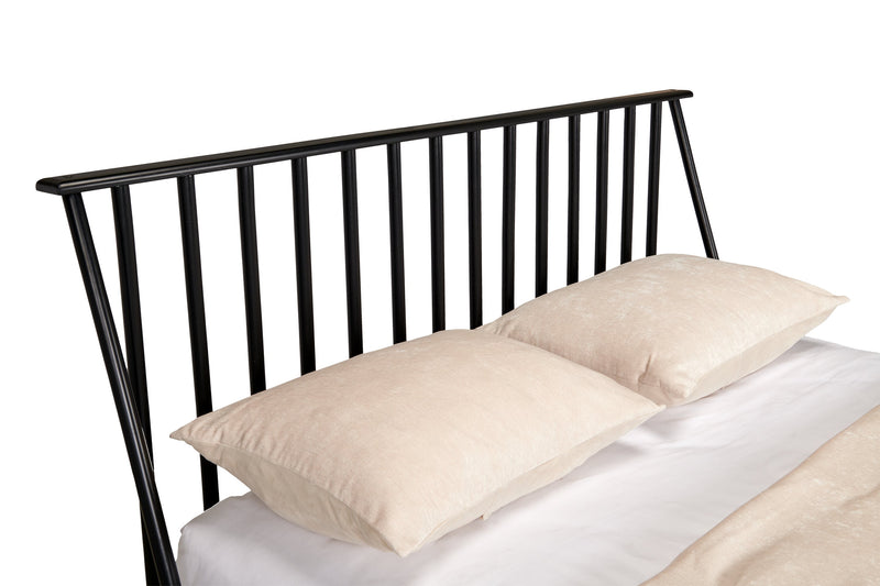 Lit plateforme Milan de style moderne du milieu du 20e siècle avec tête de lit et cadre de lit, noir - format grand lit