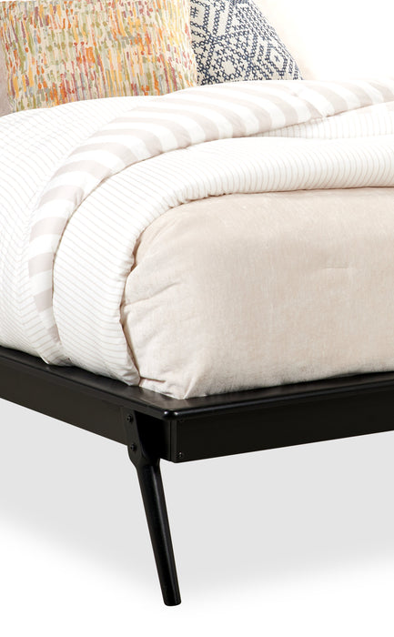 Lit plateforme Milan de style moderne du milieu du 20e siècle avec tête de lit et cadre de lit, noir - format grand lit