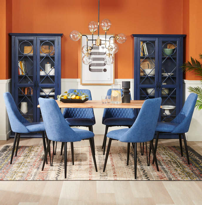 Chaise de salle à manger Miya en tissu de polyester et en métal - bleu marine