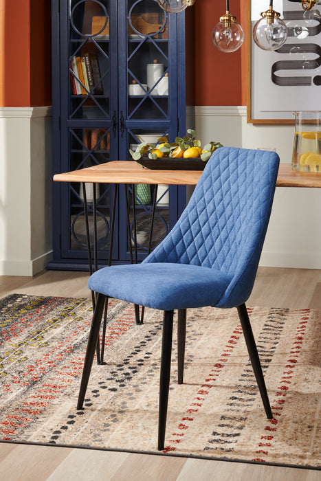Chaise de salle à manger Miya en tissu de polyester et en métal - bleu marine