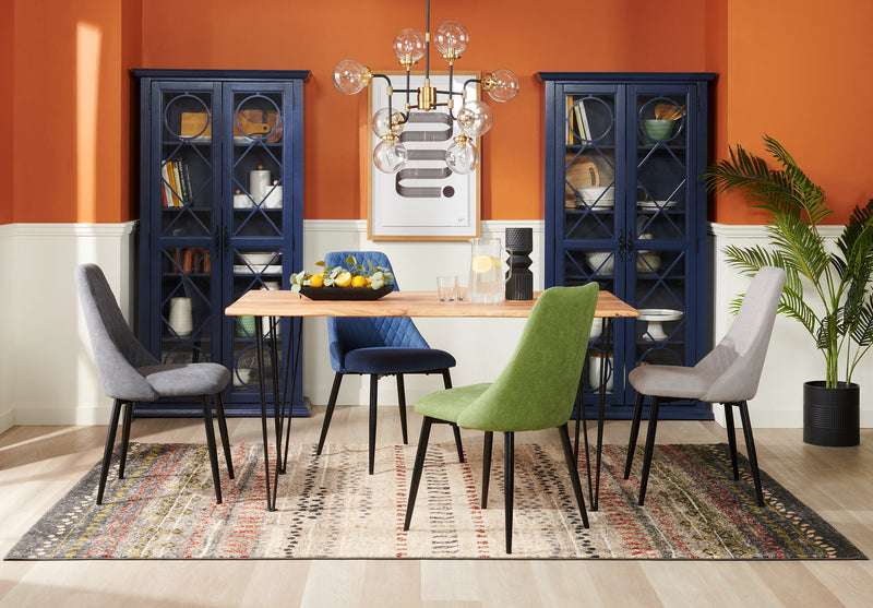 Chaise de salle à manger Miya en tissu de polyester et en métal - anthracite