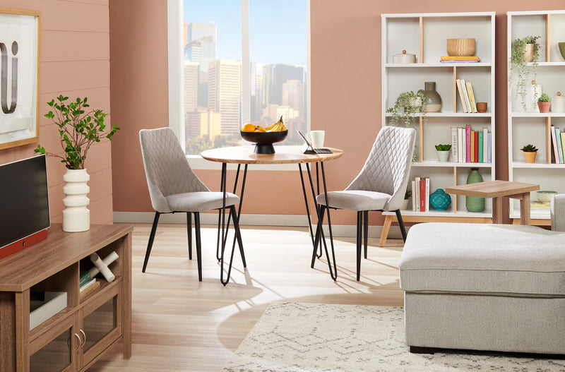 Chaise de salle à manger Miya en tissu de polyester et en métal - grise