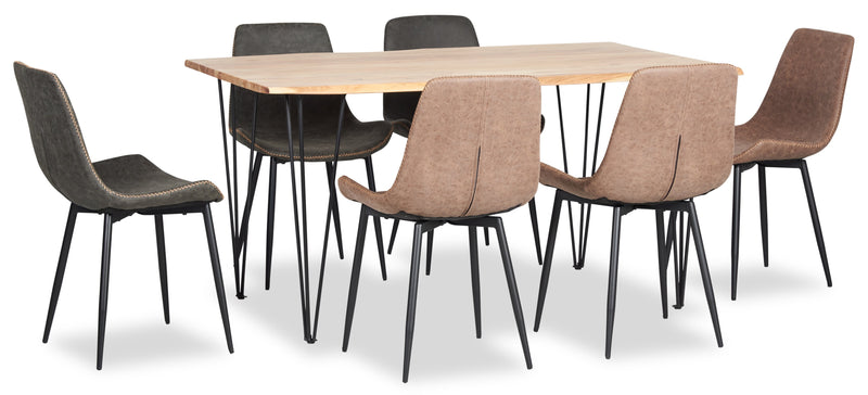 Table de salle à manger Miya de 60 po (L) en acacia et métal avec bordures Live Edge - naturelle