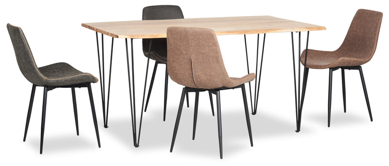 Table de salle à manger Miya de 60 po (L) en acacia et métal avec bordures Live Edge - naturelle