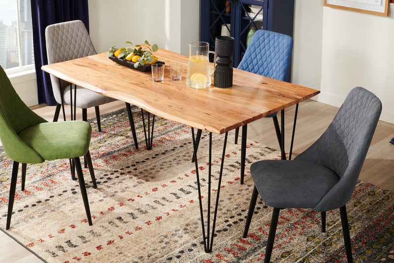 Table de salle à manger Miya de 60 po (L) en acacia et métal avec bordures Live Edge - naturelle