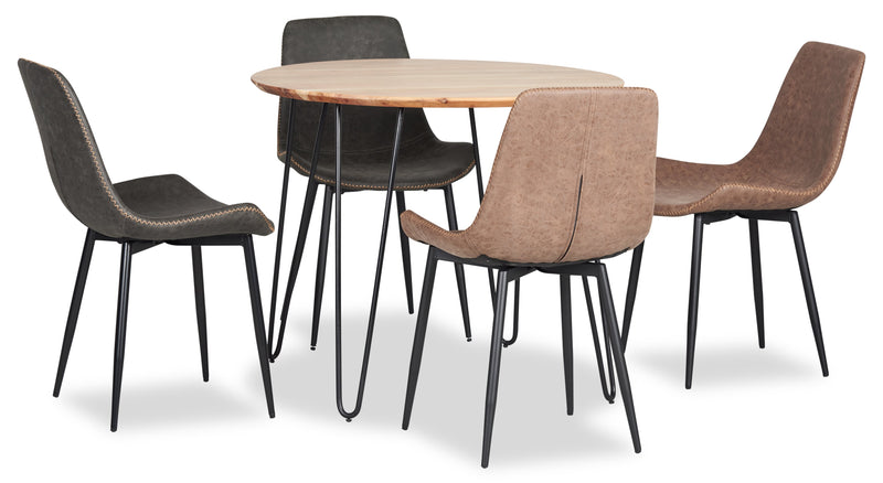 Table de salle à manger ronde Miya de 36 po (L) en acacia et métal - naturelle