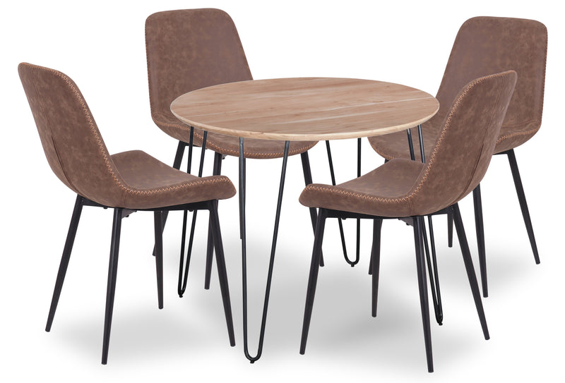 Table de salle à manger ronde Miya de 36 po (L) en acacia et métal - naturelle