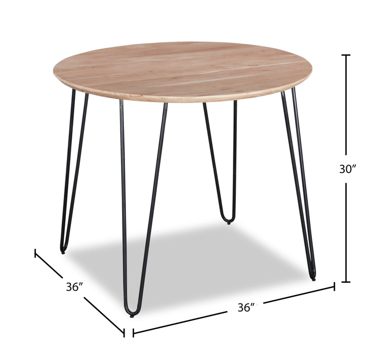 Table de salle à manger ronde Miya de 36 po (L) en acacia et métal - naturelle