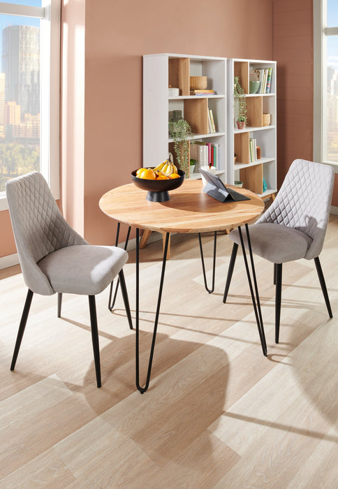 Table de salle à manger ronde Miya de 36 po (L) en acacia et métal - naturelle