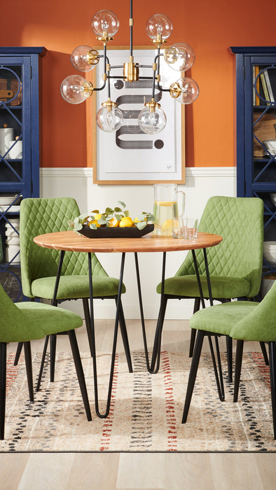 Chaise de salle à manger Miya en tissu de polyester et en métal - vert mousse