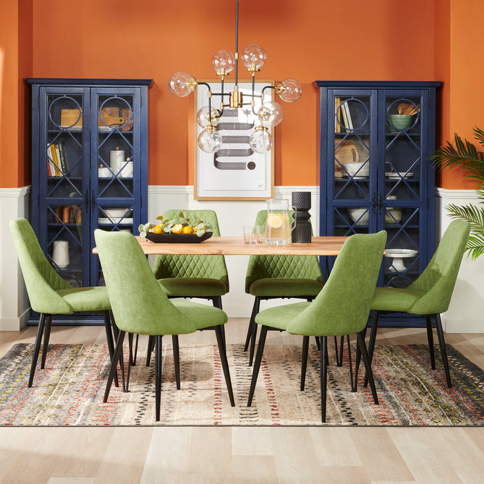 Chaise de salle à manger Miya en tissu de polyester et en métal - vert mousse