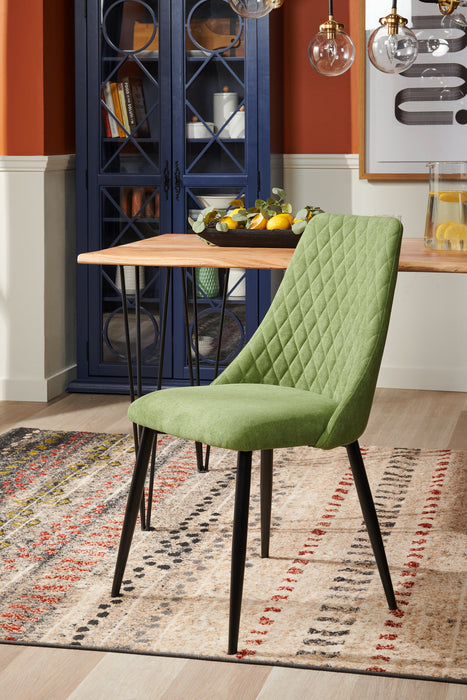 Chaise de salle à manger Miya en tissu de polyester et en métal - vert mousse