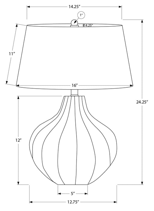 Lampe de table courbée de 24 po en céramique bleue