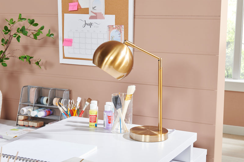 Lampe de travail et de bureau de 19 po en métal doré