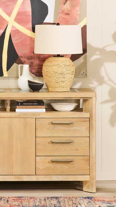 Lampe de table de 25 po en rotin avec abat-jour beige