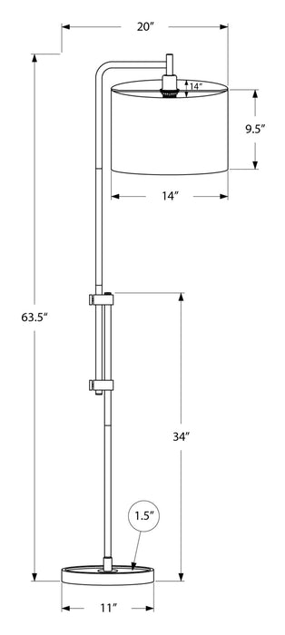Lampe à pied de 63 po en métal noir